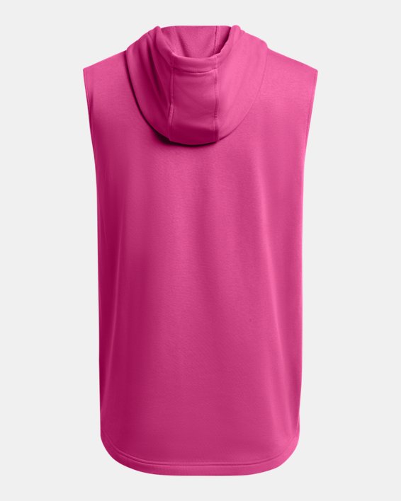 Men's Project Rock Fleece Payoff Sleeveless Hoodie in Pink image number 3